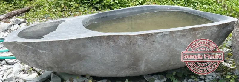 Product image of the product “Riverstone basin, natural surface, polished inside. Dia approx 121-130cm Height 41-50cm ”